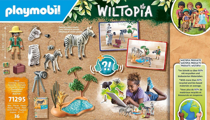 Playmobil 71295 Wiltopia Fotógrafo com Zebras, explorando o reino animal, brinquedo educativo feito de material sustentável, dramatização divertida e imaginativa, conjuntos de jogos adequados para crianças a partir de 4 anos