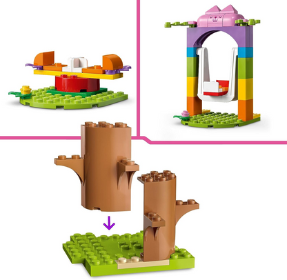 LEGO 10787 Gabby's Dollhouse Kitty Fairy's Garden Party Toy Playset com Gabby & Pandy Paws Figures plus Tree House, Swing, Slide & Roundabout, presente para meninas, meninos, crianças de 4 anos ou mais (pré-encomenda agora)