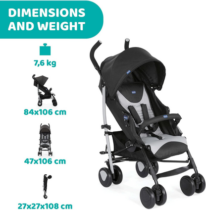 Chicco  Echo carrinho de passeio, pedra | Nascimento até 22kg, Dobrável, Leve, Lay-flat