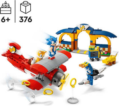 LEGO 76991 Sonic the Hedgehog Tails' Workshop e Tornado Plane Set, jogo de brinquedo montável com brinquedo de avião e 4 figuras de personagens, incluindo Tails, brinquedos para crianças de 6 anos ou mais