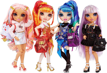 Rainbow Junior High  Edição especial - AVERY STYLES - Boneca fashion ajustável de cabelo arco-íris brilhante de 9"/22,86 cm com acessórios e mochila macia aberta/fechada - Ótimo presente de brinquedo para crianças de 4 a 12 anos