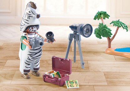 Playmobil 71295 Wiltopia Fotógrafo com Zebras, explorando o reino animal, brinquedo educativo feito de material sustentável, dramatização divertida e imaginativa, conjuntos de jogos adequados para crianças a partir de 4 anos