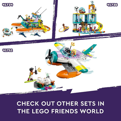 LEGO Conjunto de brinquedos de avião de resgate marítimo 41752 Friends, conjunto de cuidados com animais com figura de baleia e 2 minibonecas, presente de aniversário para meninas, meninos e crianças com mais de 6 anos de idade