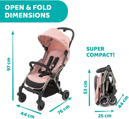 Chicco  Carrinho Cheerio Funcional e Compacto Adequado desde o Nascimento até 15kg Rosa