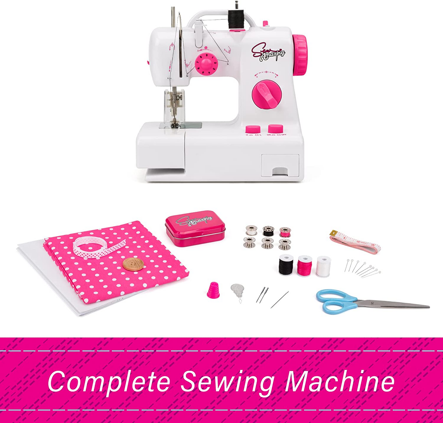 Sew Amazing  Estúdio | Brinquedo STEAM para máquina de costura, conjunto educacional completo para meninas e crianças iniciantes