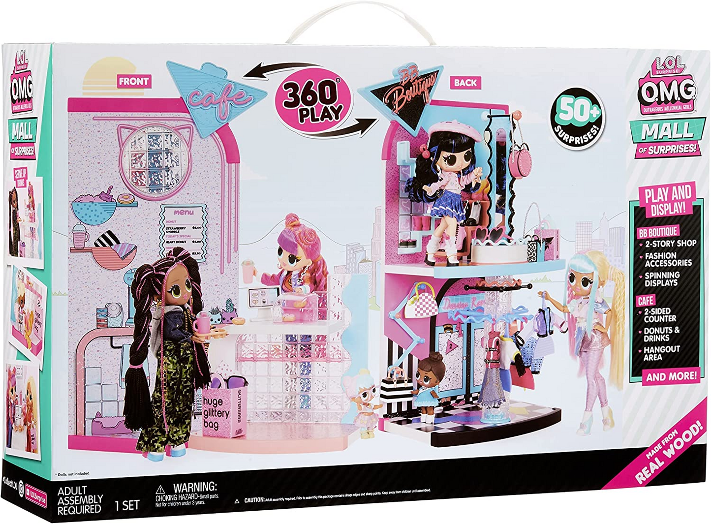 L.O.L. Surprise!  580652EUC LOL OMG Mall UNbox 50+ Surprises-2 Floors, Spinning Features & Cafe-Collectable-Adequado para crianças a partir dos 4 anos