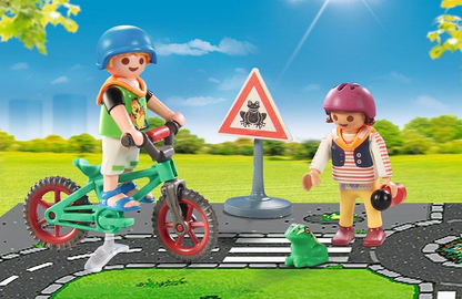 Playmobil  71332 City Life Educação sobre trânsito, percurso de bicicleta, sinais de trânsito para crianças de 4 anos ou mais