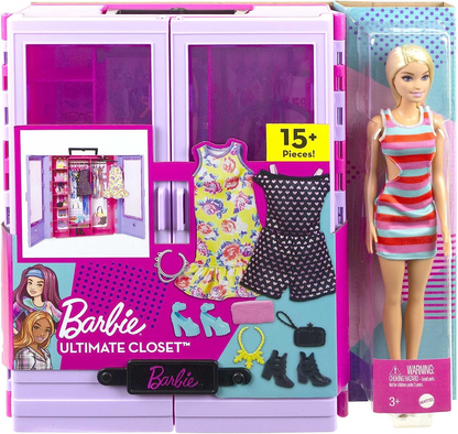 BARBIE BRAND Fashionistas Ultimate Closet Juguete de moda portátil con muñeca, ropa, accesorios y perchas, regalo para niños a partir de 3 años, HJL66