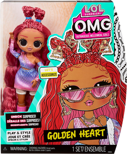 Jajaja ¡Sorpresa! Muñeca de moda OMG - CORAZÓN DORADO Gran regalo para niños a partir de 4 años