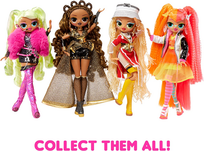 Jajaja ¡Sorpresa! OMG Fierce Fashion Doll - SWAG - Muñeca de moda de 11,5"/29 cm con 15 sorpresas - Incluye trajes de moda, accesorios y soporte para muñecas - Coleccionable - Para niños a partir de 3 años