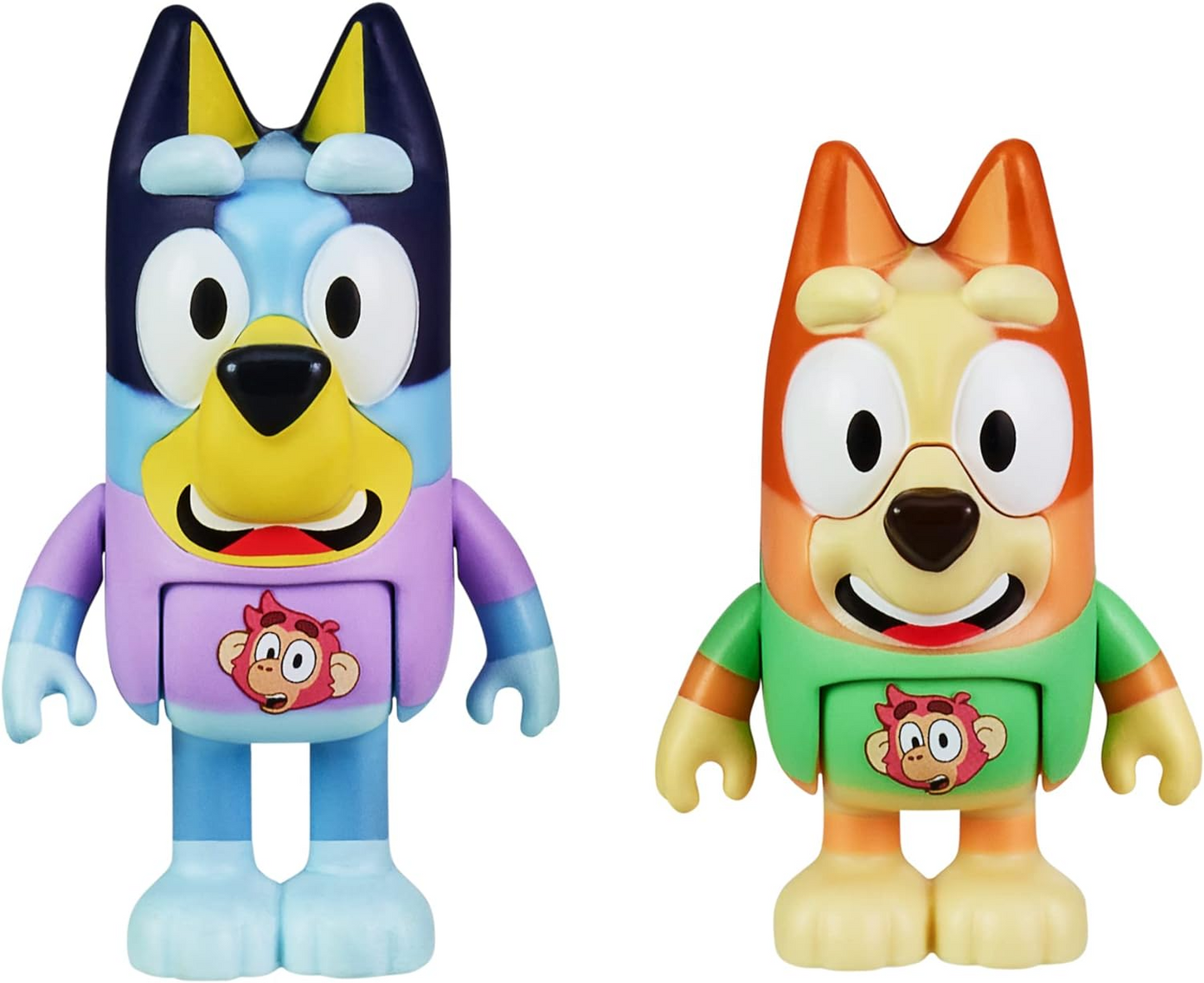 Bluey Conjunto de brinquedos para veículos Town Bus e pacote de figuras oficiais, com duas figuras de ação colecionáveis Bluey e Bingo de 2,5-3" e passe de ônibus