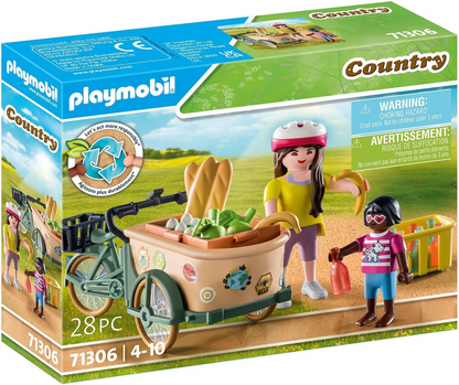 Playmobil 71306 Country Cargo Bike, transporte prático e ecológico e aventuras emocionantes, dramatização divertida e imaginativa, conjuntos de jogos adequados para crianças a partir de 4 anos