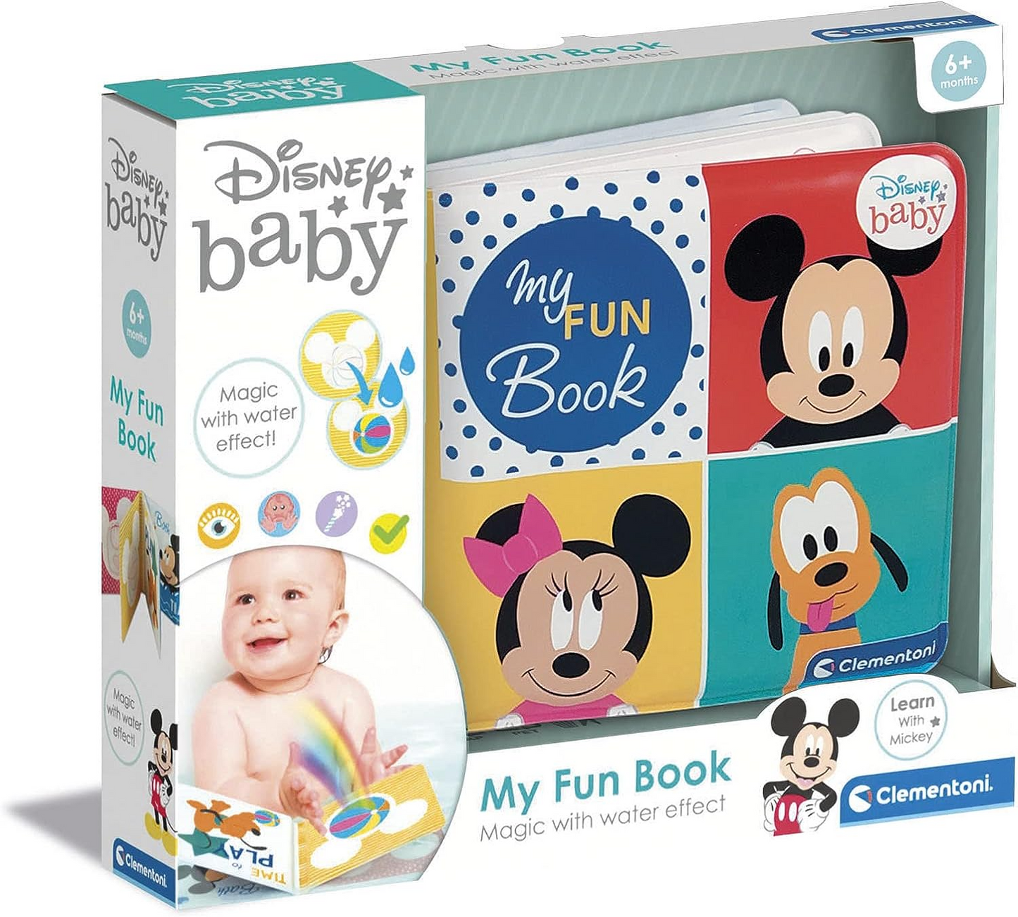 Clementoni 17720 Mi Fun Fun Disney Libros para Bebé 6 Meses, Primeros Años, Infantil, Juguetes para Recién Nacido, Multicolor, Mediano