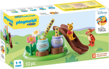 Playmobil 71317 1.2.3 e Disney: Winnie's & Tigger's Bee Garden, Winnie-the-Pooh, brinquedos educativos para crianças pequenas, brinquedos para presentear e dramatizações divertidas e imaginativas, conjuntos de jogos para crianças de 12 meses ou mais