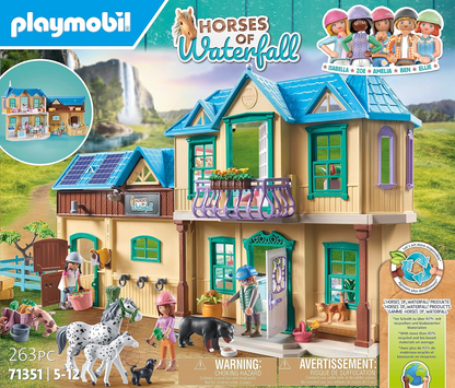 Playmobil 71351 Horses of Waterfall - Waterfall Ranch, paraíso mágico de cachoeira para amantes de cavalos, encenação divertida e imaginativa, conjuntos de jogos sustentáveis adequados para crianças de 5 anos ou mais