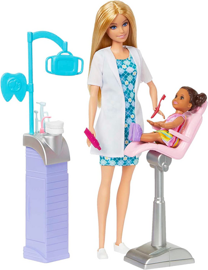 Barbie Baby Doctor Playset con muñeca rubia, 2 muñecas infantiles, mesa de examen y accesorios, estetoscopio, gráfico y teléfono celular para mayores de 3 años, GKH23, verde