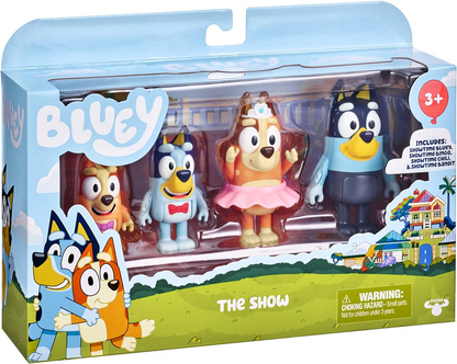 Bluey Pacote de 4 colegas de escola; Figuras de ação colecionáveis oficiais do Bluey de 2,5 a 3 polegadas, incluindo Jack, Pretzel e Mackenzie com seus próprios acessórios para lancheira