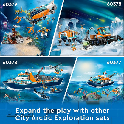 LEGO  60379 Brinquedo Submarino City Deep-Sea Explorer, Conjunto Oceano Subaquático com Drone, Figuras de Tubarão, Naufrágio e Minifiguras de Mergulhador, Presente de Aniversário para Crianças, Meninos e Meninas com mais de 7 anos