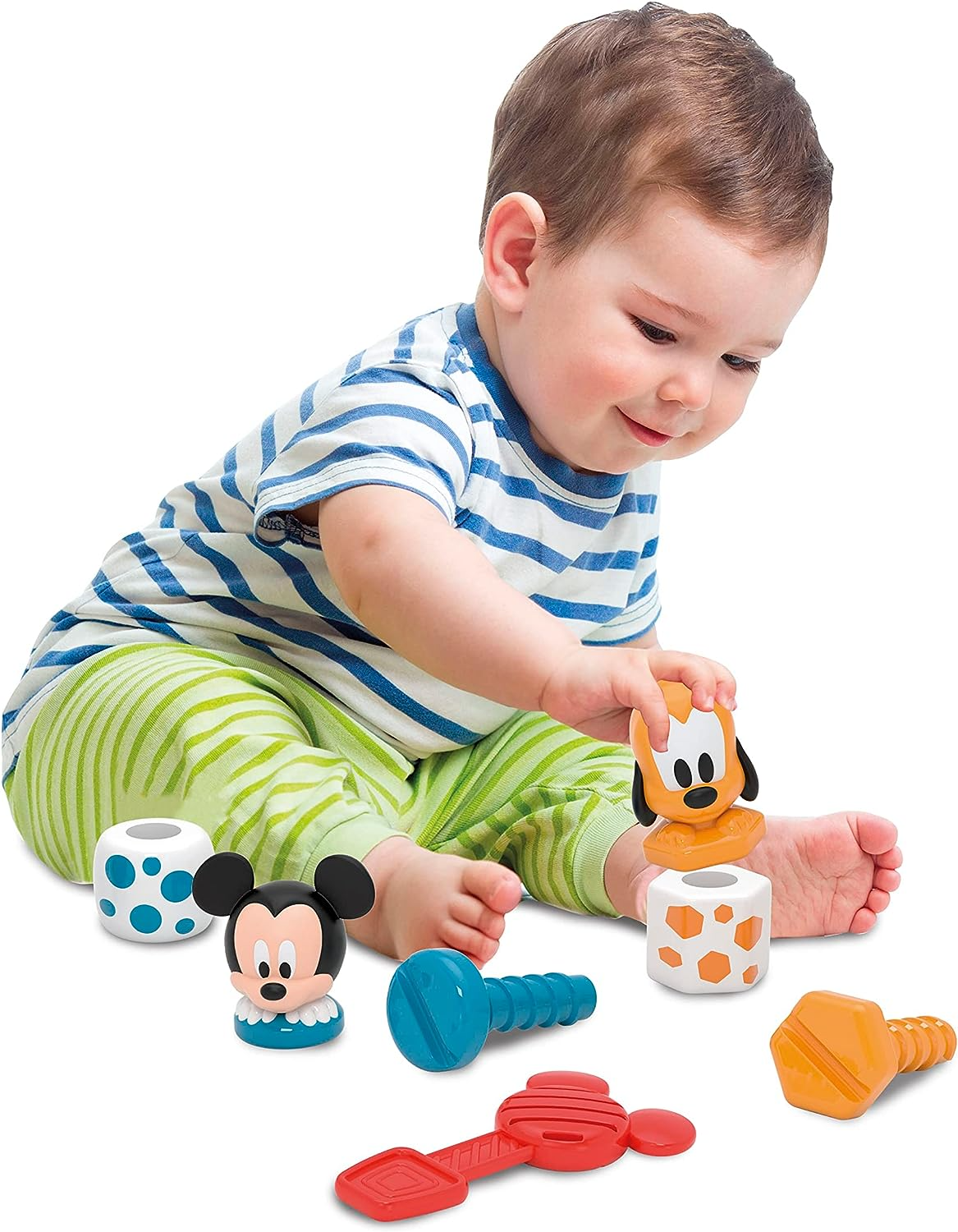 Clementoni 17814 Construa e jogue Disney Mickey Development & Activity, Empilhamento educacional, Infantil, Aprendizagem sensorial, Criança de 18 meses, Brinquedos para primeiros anos, Fabricado na Itália, Multilíngue