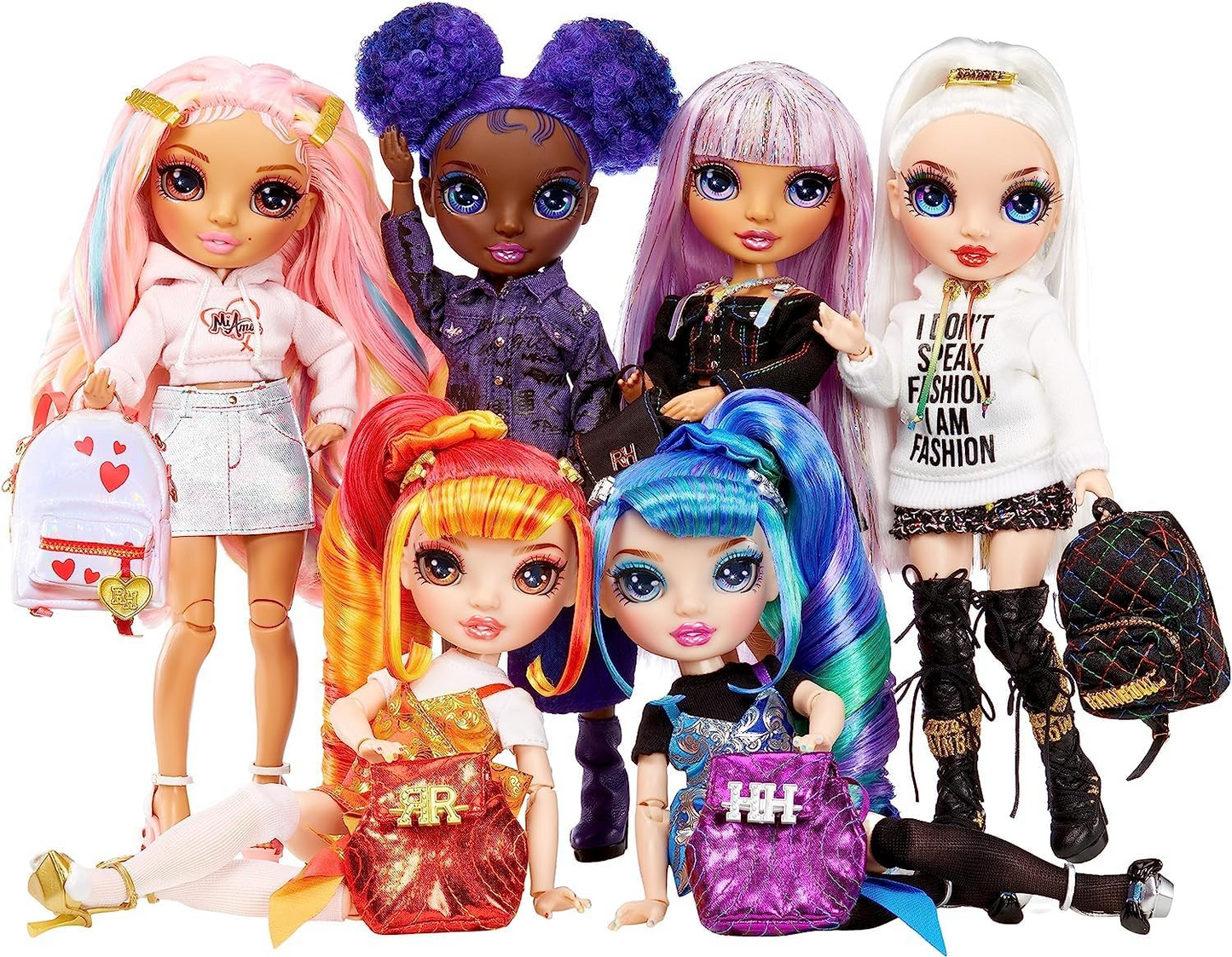 Rainbow Junior High  Edição especial - AVERY STYLES - Boneca fashion ajustável de cabelo arco-íris brilhante de 9"/22,86 cm com acessórios e mochila macia aberta/fechada - Ótimo presente de brinquedo para crianças de 4 a 12 anos