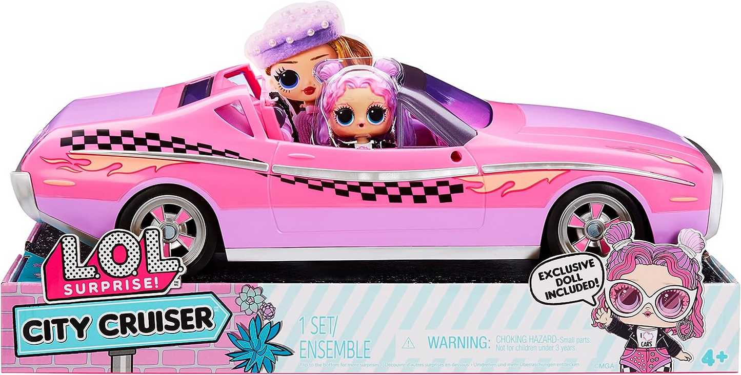 L.O.L. Surprise City Cruiser - Carro esportivo rosa e roxo com recursos fabulosos e uma boneca exclusiva BEEPS - Ótimo para crianças de 4 anos ou mais