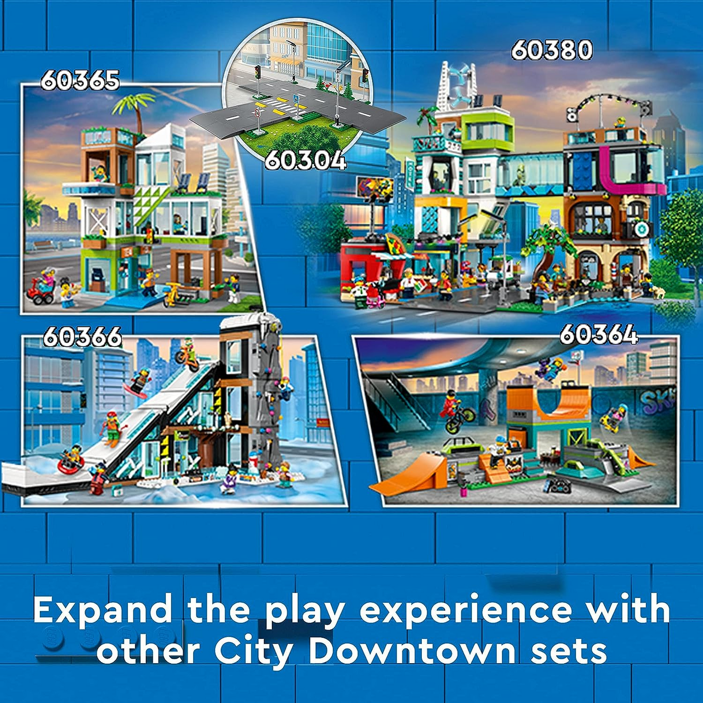 LEGO 60380 Conjunto City Center, kit de construção de modelo com salas modulares reconfiguráveis, incluindo lojas de brinquedos, barbeiro, estúdio Vlogger, hotel e discoteca na cobertura com 14 minifiguras