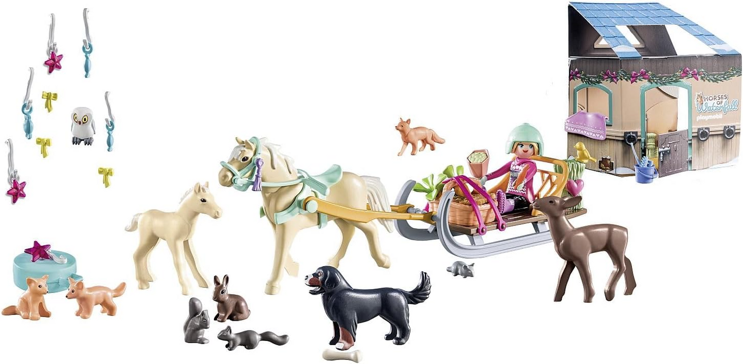 Playmobil 71345 Calendário do Advento - Passeio de trenó de Natal, contagem regressiva para o Natal, Inclui 24 portas para abrir todos os dias de dezembro, brinquedo de Natal para crianças a partir de 4 anos