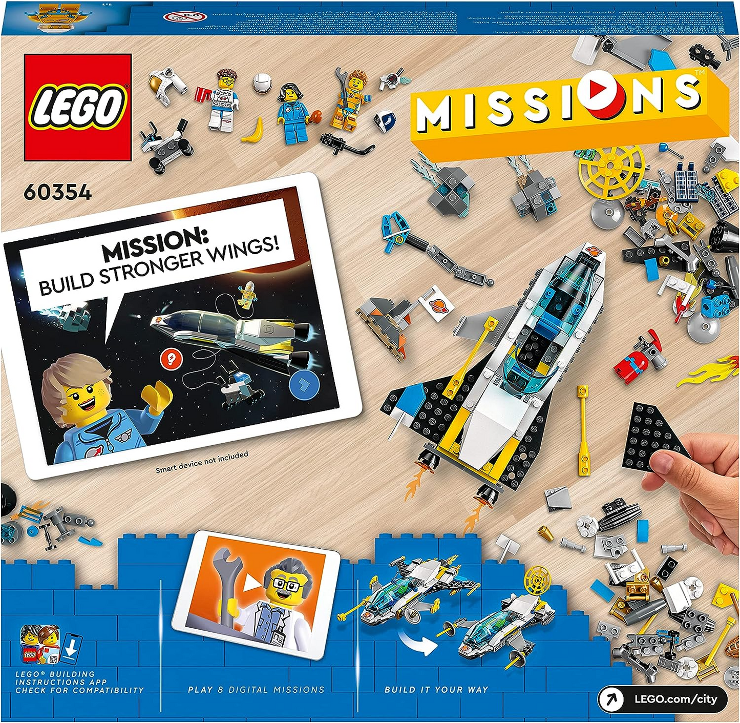 LEGO 60354 City Mars Spacecraft Exploration Missions Set, com Toy Spaceship e Planet Rover, jogo interativo de construção de aventura digital com tijolos por 6 anos +