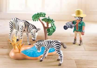 Playmobil 71295 Wiltopia Fotógrafo com Zebras, explorando o reino animal, brinquedo educativo feito de material sustentável, dramatização divertida e imaginativa, conjuntos de jogos adequados para crianças a partir de 4 anos