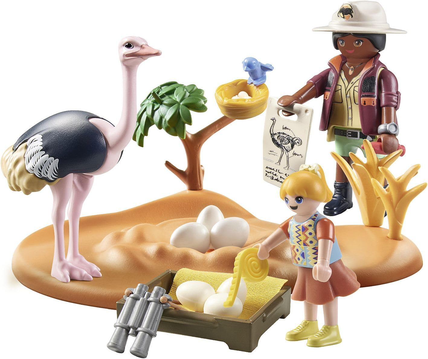 Playmobil 71296 Wiltopia Ostrich Nest, experiência de safári com efeito de aprendizagem animal, brinquedo educativo feito de material sustentável, dramatização divertida e imaginativa, conjuntos de jogos adequados para crianças a partir de 4 anos