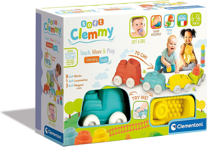 Clementoni 17689 Pelota sensorial Pelota Touch &amp; Play - con 5 Clemmy, bloques de construcción suaves para niños pequeños de 6 meses, lavable, fabricado en Italia, individual, multicolor, M