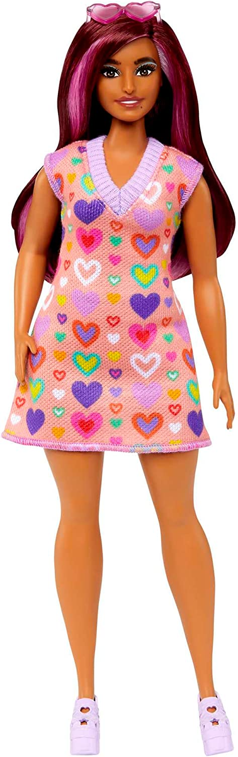 Barbie Boneca, Brinquedos infantis, Loira com tipo de corpo curvilíneo, Barbie Fashionistas, Roupa feminina com estampa de poder, Roupas e acessórios, HPF78