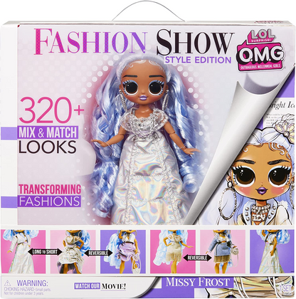 L.O.L. Surprise!  Bonecas OMG Fashion Show Style Edition - Missy Frost - Boneca de 10"/25 cm com mais de 320 looks de moda - Inclui roupas transformadoras, acessórios e muito mais - Colecionável - Para crianças de 4 anos ou mais