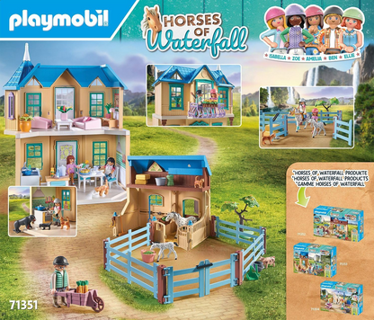 Playmobil 71351 Horses of Waterfall - Waterfall Ranch, paraíso mágico de cachoeira para amantes de cavalos, encenação divertida e imaginativa, conjuntos de jogos sustentáveis adequados para crianças de 5 anos ou mais