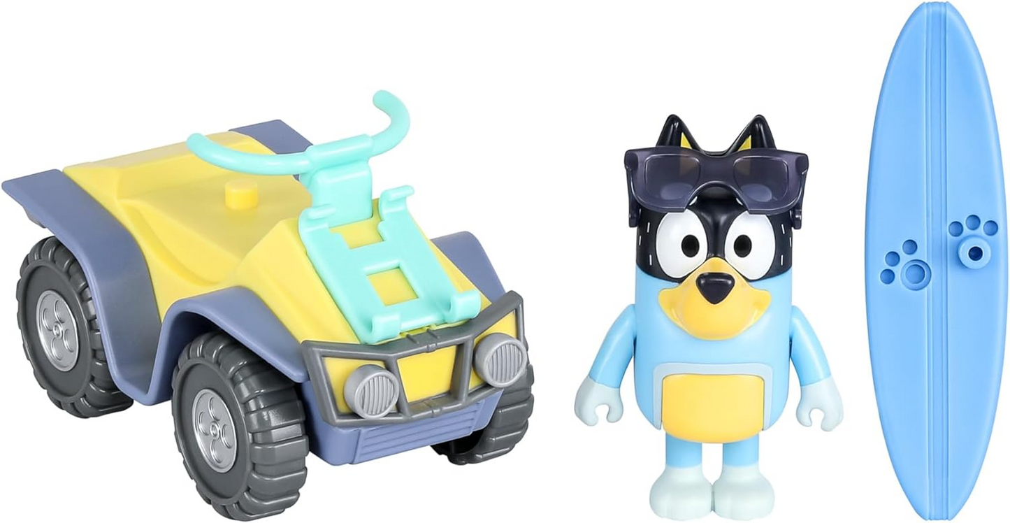 Bluey 17549 Veículo e Figura Beach Quad com Bandit, Multicolor