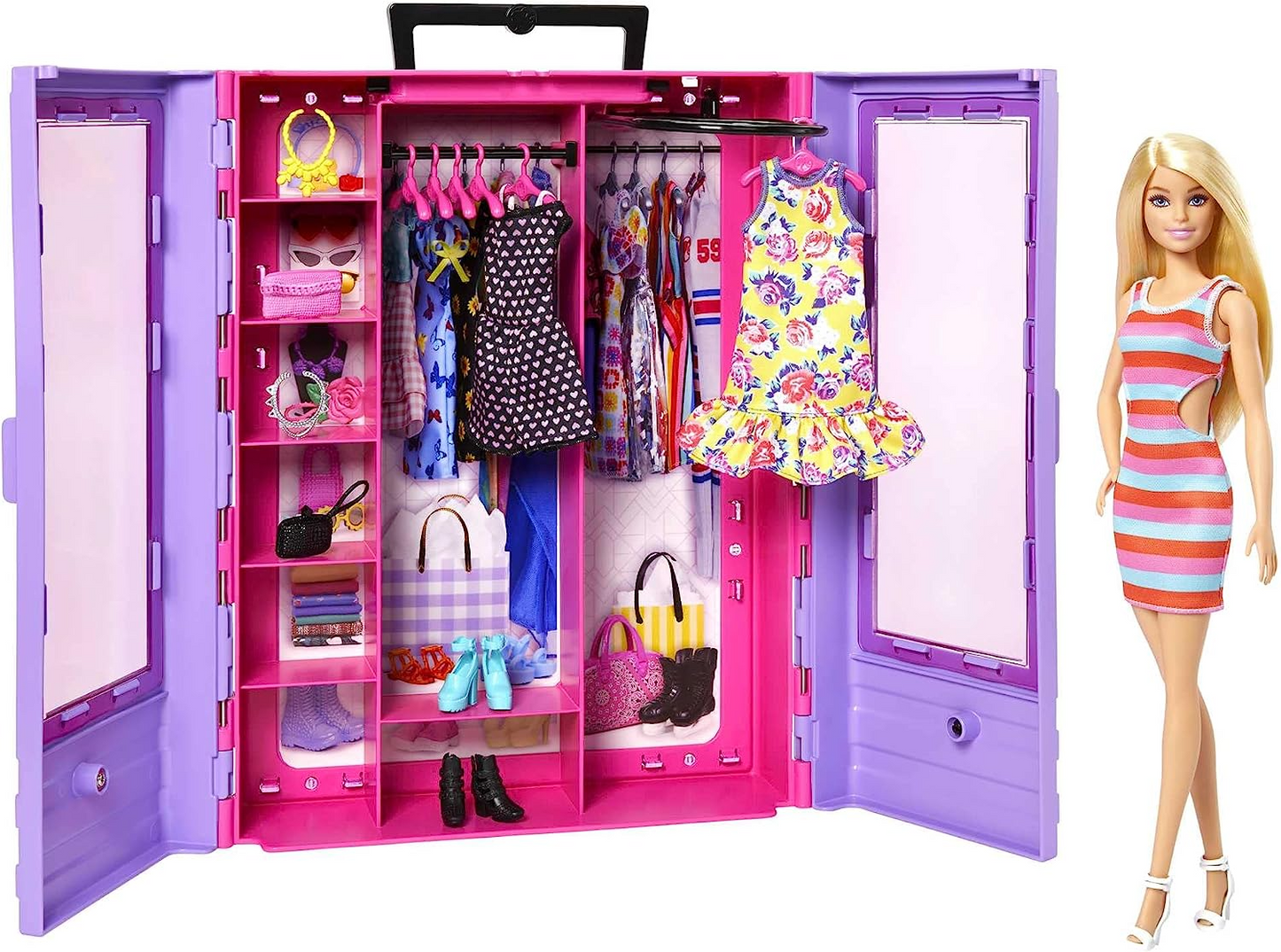 BARBIE BRAND Fashionistas Ultimate Closet Juguete de moda portátil con muñeca, ropa, accesorios y perchas, regalo para niños a partir de 3 años, HJL66