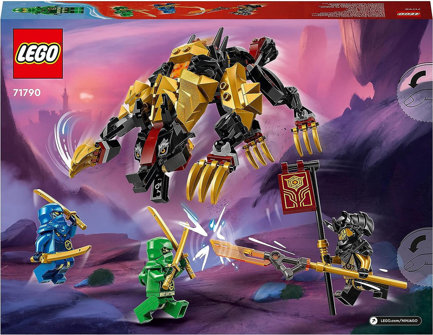 LEGO  71790 Conjunto NINJAGO Imperium Dragon Hunter Hound, brinquedo de construção de figura de monstro para crianças com mais de 6 anos, meninos, meninas, criatura mítica posável, presente ninja com 3 minifiguras