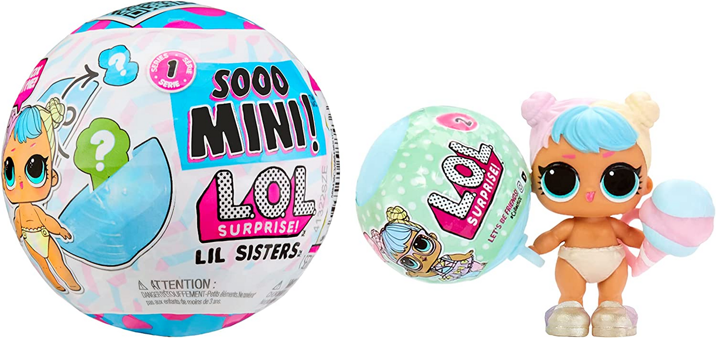 Jajaja ¡Sorpresa! Sooo Mini Lil Sisters - SURTIDO ALEATORIO - Incluye muñeca Lil Sister coleccionable de edición limitada, 5 sorpresas y Mini LOL Surprise Ball - gran regalo para niños de 4 años en adelante