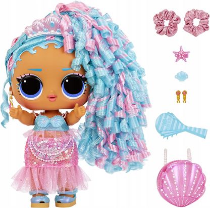 L.O.L. Surprise!   Big Baby Hair Hair Hair Boneca grande - SPLASH QUEEN - Boneca de 11"/27,94 cm com 14 surpresas, incluindo acessórios compartilháveis e cabelo real - Adequado para crianças e colecionadores de 4 anos ou mais