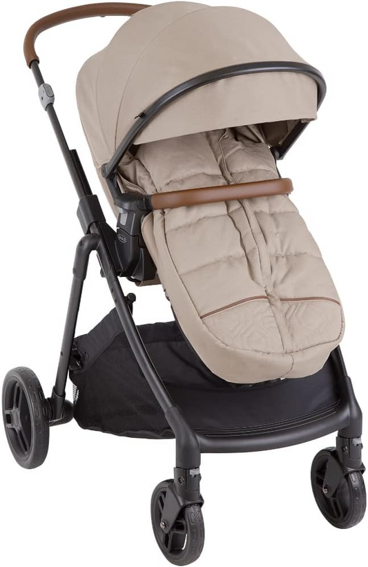 Elegante cochecito Graco Near2Me con asiento reversible: adecuado desde el nacimiento hasta aprox. 4 años (22 kg). 3 ajustes de altura Slide2Me, incluye protector de pies de lujo y cubierta para la lluvia, estilo avena