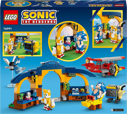 LEGO 76991 Sonic the Hedgehog Tails' Workshop e Tornado Plane Set, jogo de brinquedo montável com brinquedo de avião e 4 figuras de personagens, incluindo Tails, brinquedos para crianças de 6 anos ou mais