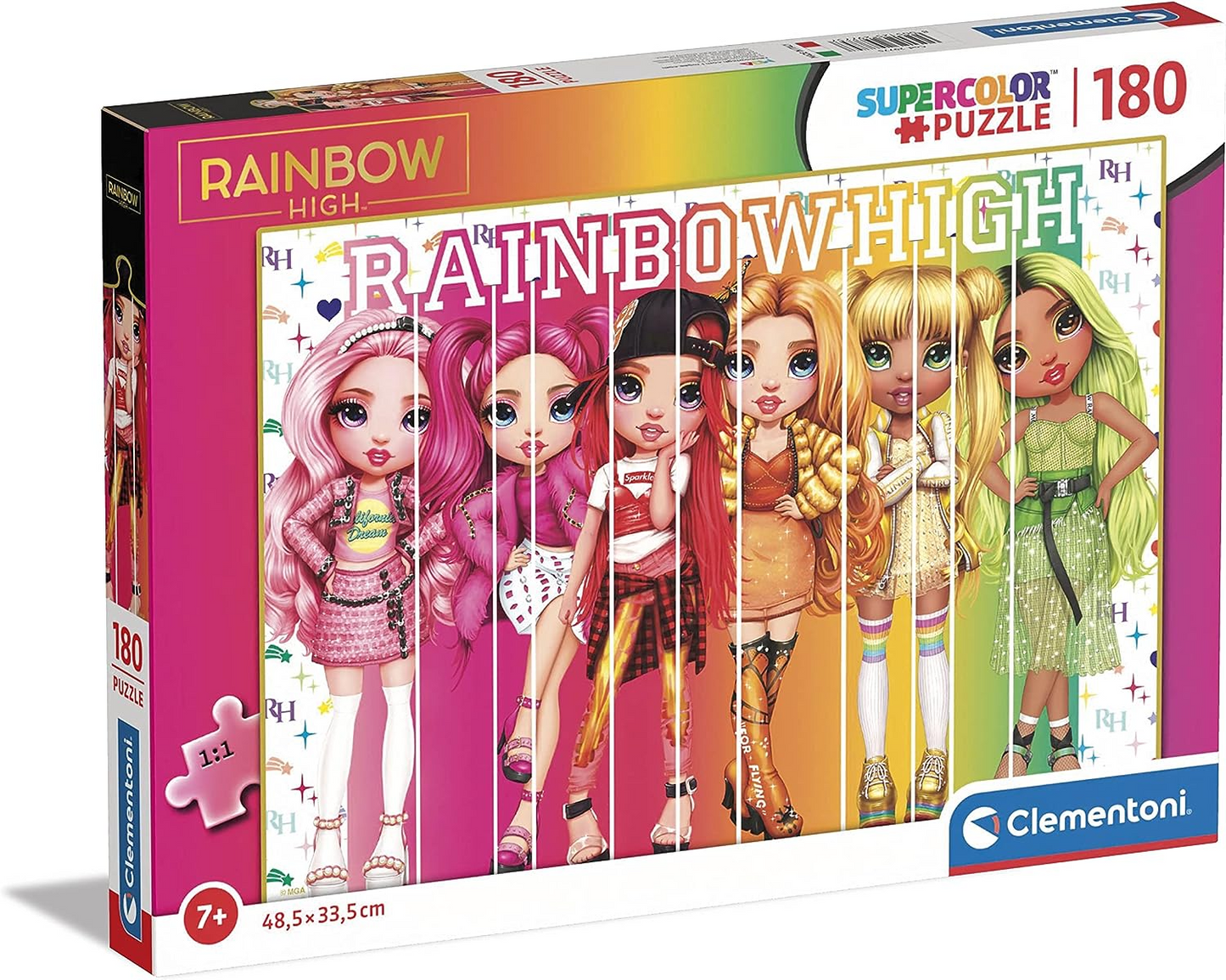 Clementoni 29775 Quebra-cabeça Rainbow High 180pcs Supercolor High-180 Peças Crianças de 7 anos, Multicolor, Médio