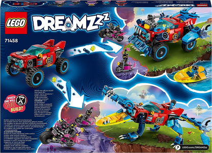 LEGO 71458 DREAMZzz Crocodile Car Toy 2in1 Set, Construa um Dream Monster Truck ou Croc Car Vehicle, Inclui Minifiguras de Cooper, Jayden e Night Hunter, Presente para Crianças, Meninos e Meninas com mais de 8 anos