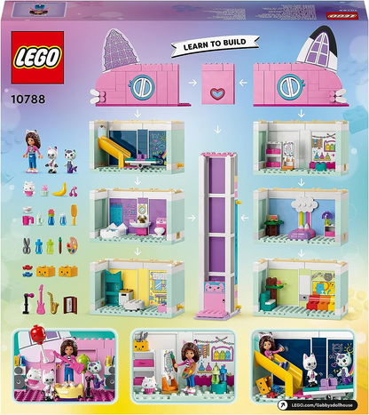 LEGO 10788 Gabby's Dollhouse Toy Playset, casa de bonecas de 4 andares e 8 quartos com figuras de Gabby, Pandy Paws, MerCat e Cakey, além de acessórios, brinquedos de presente para meninas, meninos e crianças de 4 anos ou mais