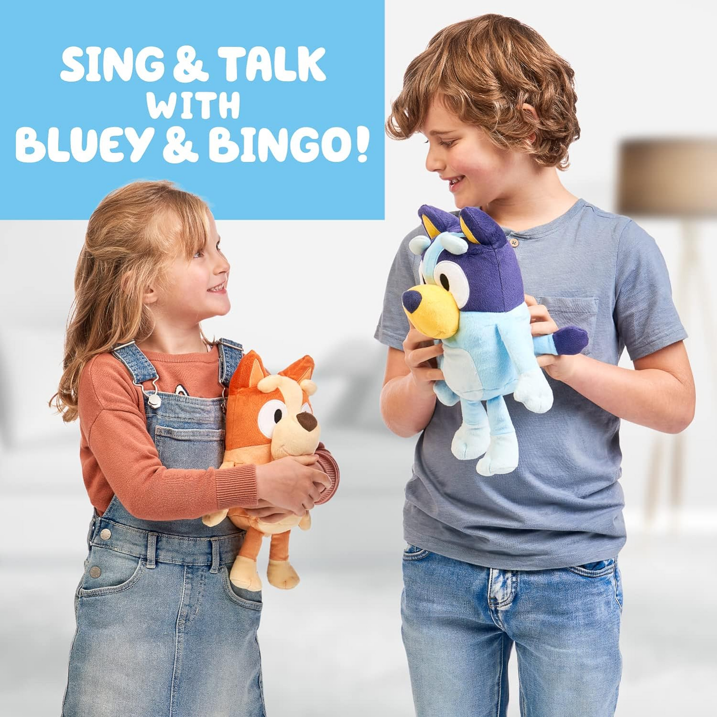 Bluey Bingo grande 30cm falando sons de pelúcia: personagem colecionável oficial fofinho brinquedo macio Jumbo