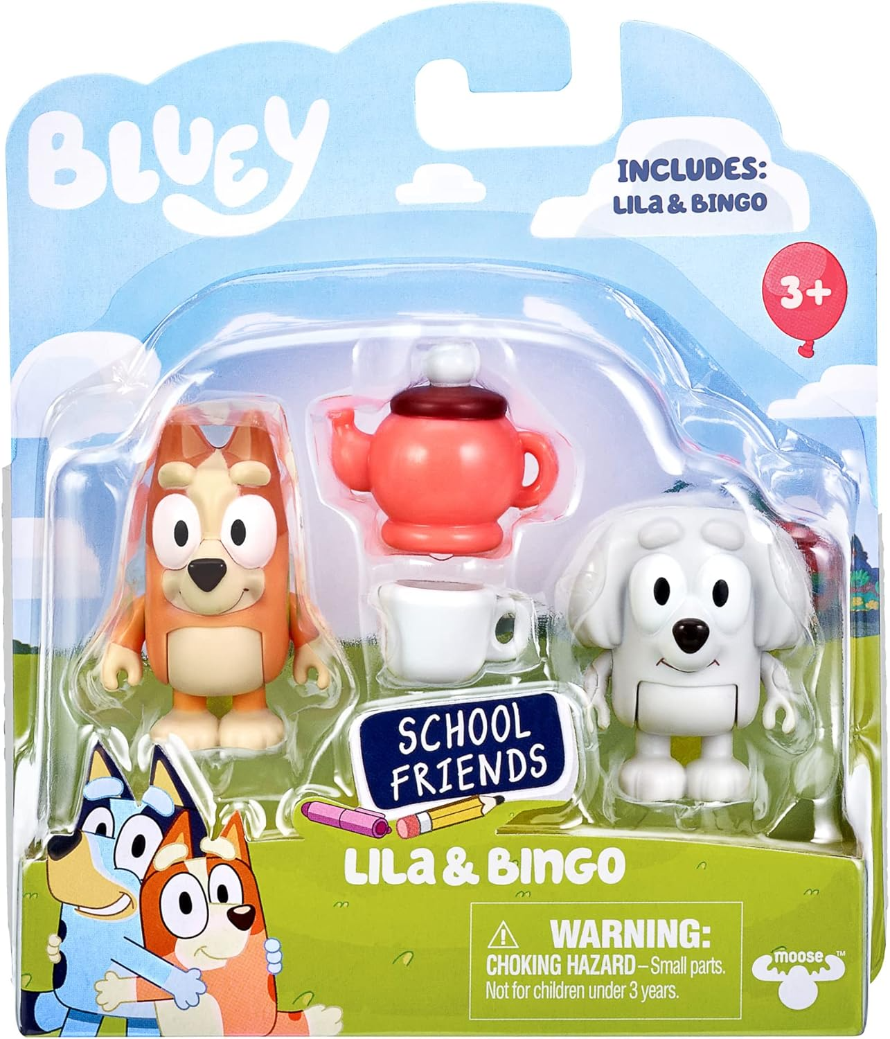 Bluey e Winton School Friends 2 pacotes oficiais de figuras de ação de personagens colecionáveis de 2,5-3 polegadas com acessório de máquina de escrever