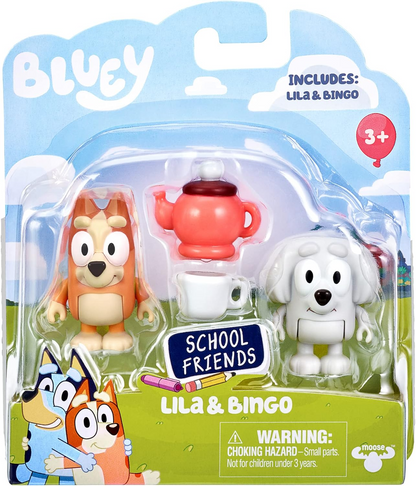 Bluey e Winton School Friends 2 pacotes oficiais de figuras de ação de personagens colecionáveis de 2,5-3 polegadas com acessório de máquina de escrever