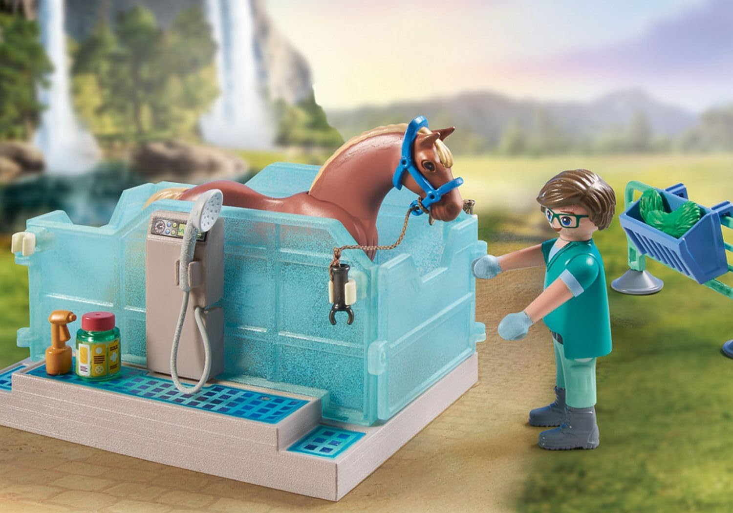 Playmobil 71357 Cavalos da Cachoeira - Farrier Ben e Aquiles, cuidados