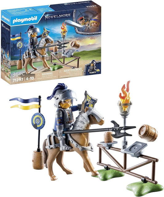 Playmobil 71297 Novelmore - Área de justa medieval, emocionante treinamento de cavaleiros com cavalo, castelo medieval e brinquedo de cavaleiros, encenação divertida e imaginativa, conjunto de jogos adequado para crianças de 4 anos ou mais