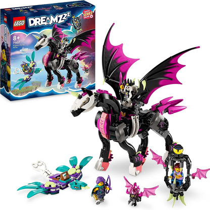 LEGO 71457 DREAMZzz Pegasus Flying Horse Toy Set, Construa uma Criatura Fantástica de 2 Maneiras, Inclui Minifiguras Zoey, Nova e Nightmare King do Programa de TV, Brinquedos Criativos de Animais para Crianças, Meninos, Meninas